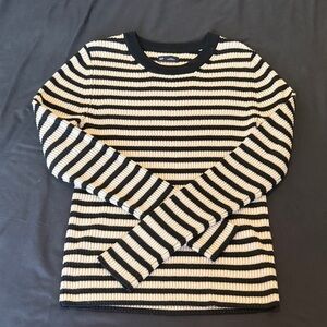 GAP Black and Cream Striped Knit Top